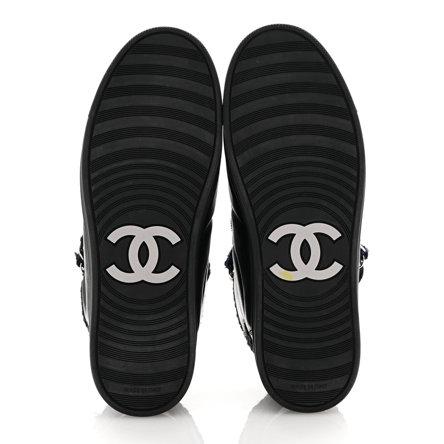 Lambskin Tweed Zipped Sneakers 36 Black Blue