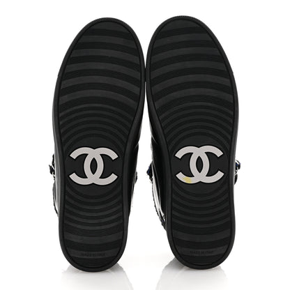 Chanel Lambskin Tweed Zipped Sneakers 36 Black Blue 6 of 12