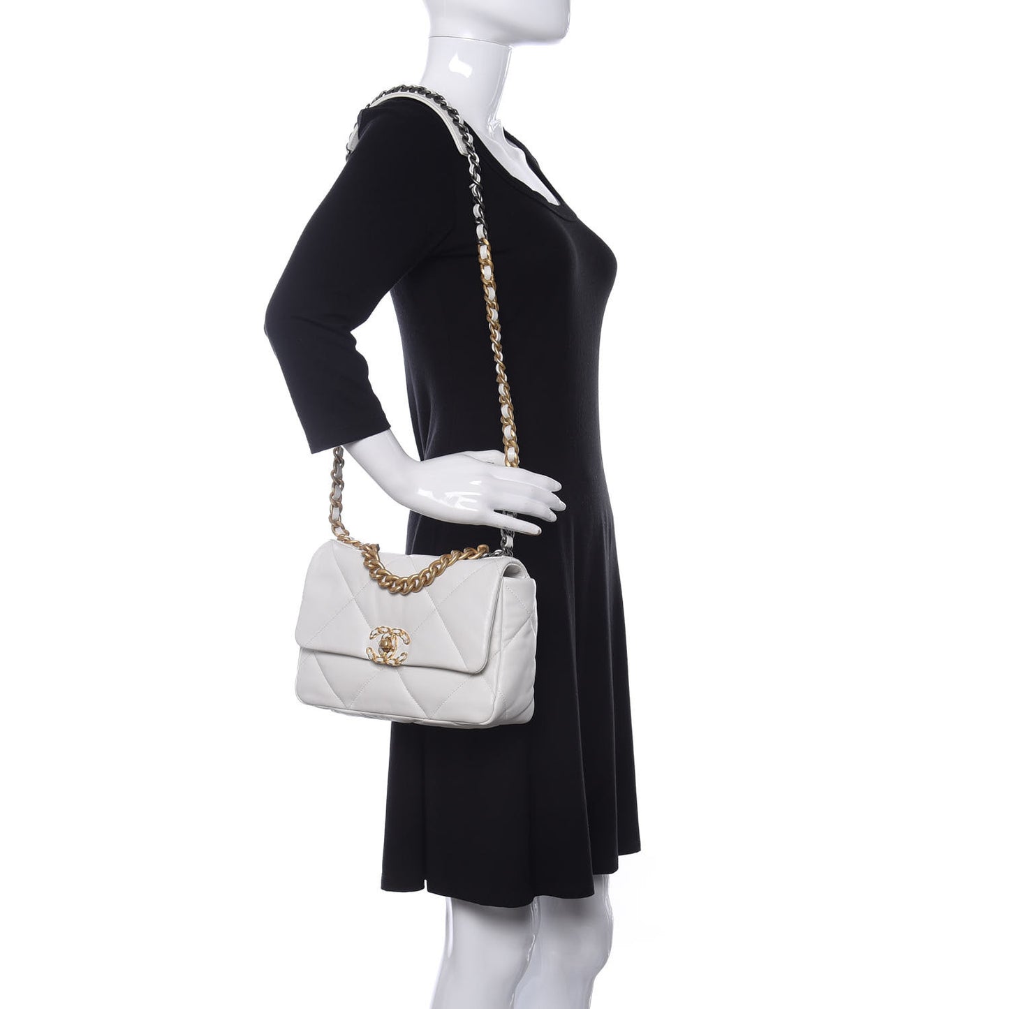 Lambskin Quilted Medium Chanel 19 Flap White