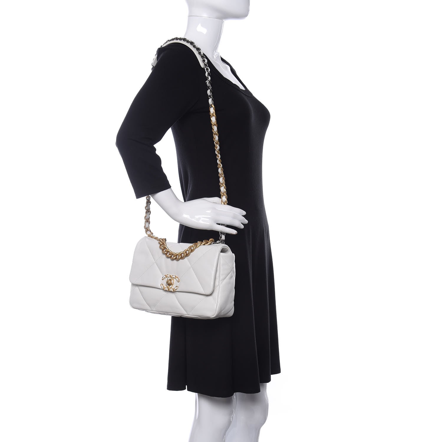 Chanel Lambskin Quilted Medium Chanel 19 Flap White 2 of 10