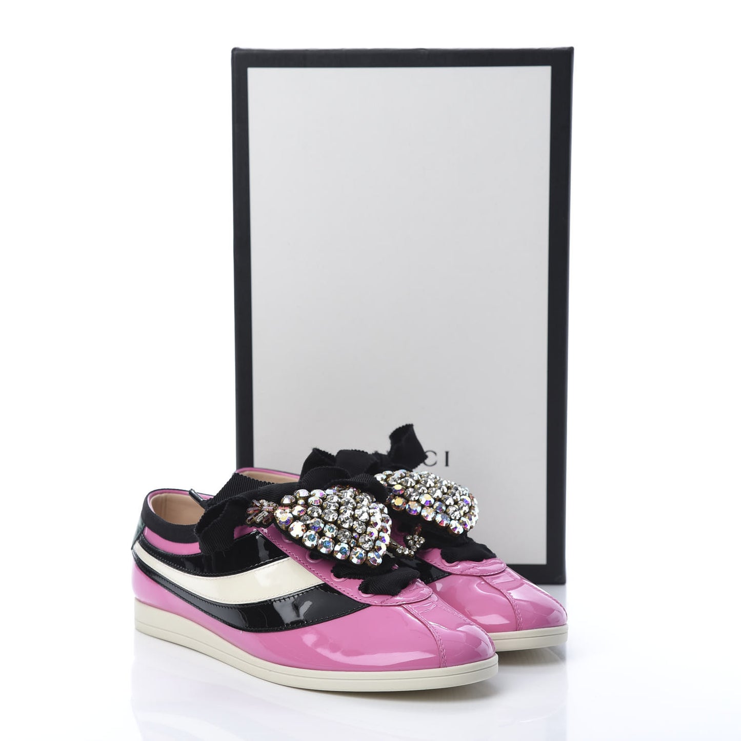 Patent Calfskin Crystal Womens Web Falacer Sneakers 36 Pink
