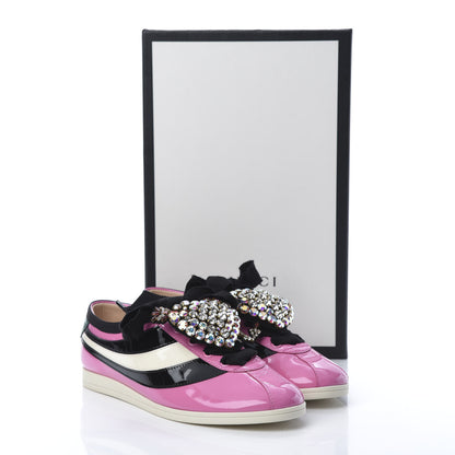 Gucci Patent Calfskin Crystal Womens Web Falacer Sneakers 36 Pink 10 of 10