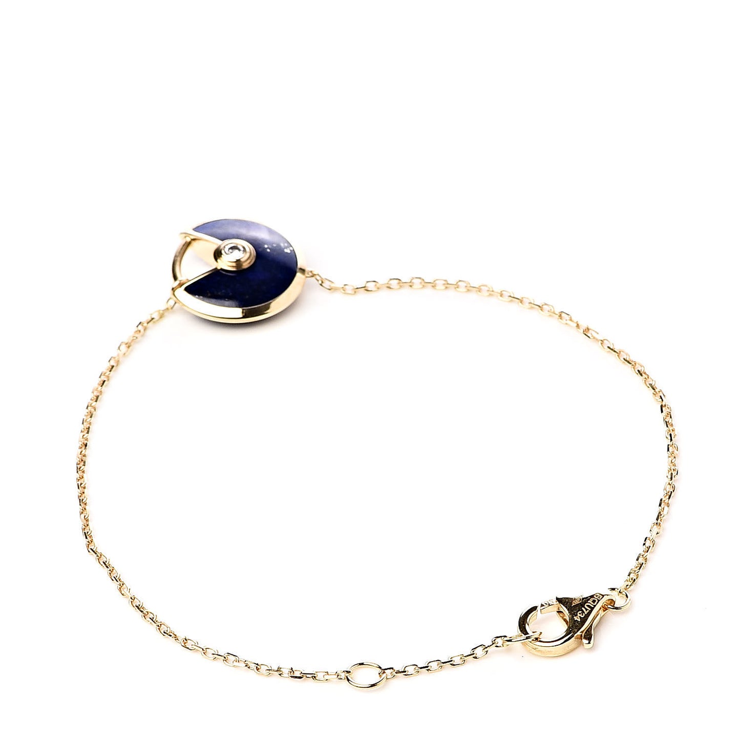 18K Yellow Gold Diamond Lapis Lazuli Amulette de Cartier Bracelet