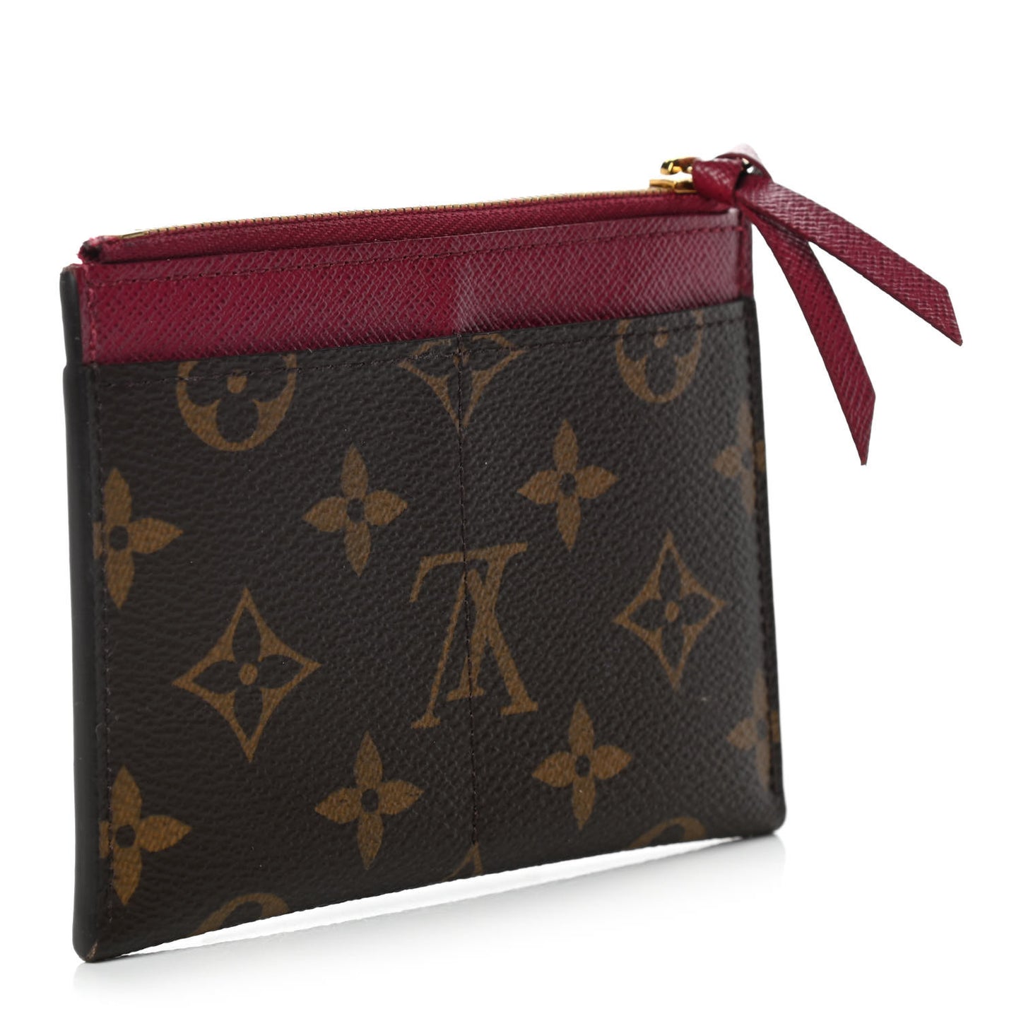 Monogram Zipped Card Holder Fuchsia
