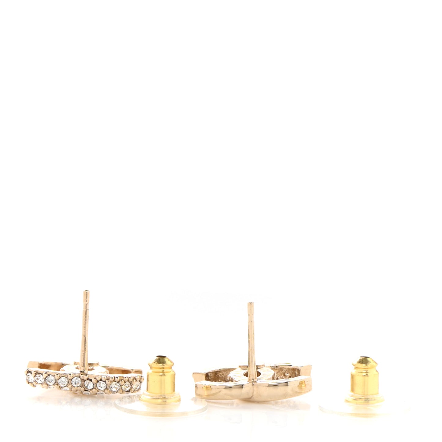 Crystal Metal CC Earrings Gold