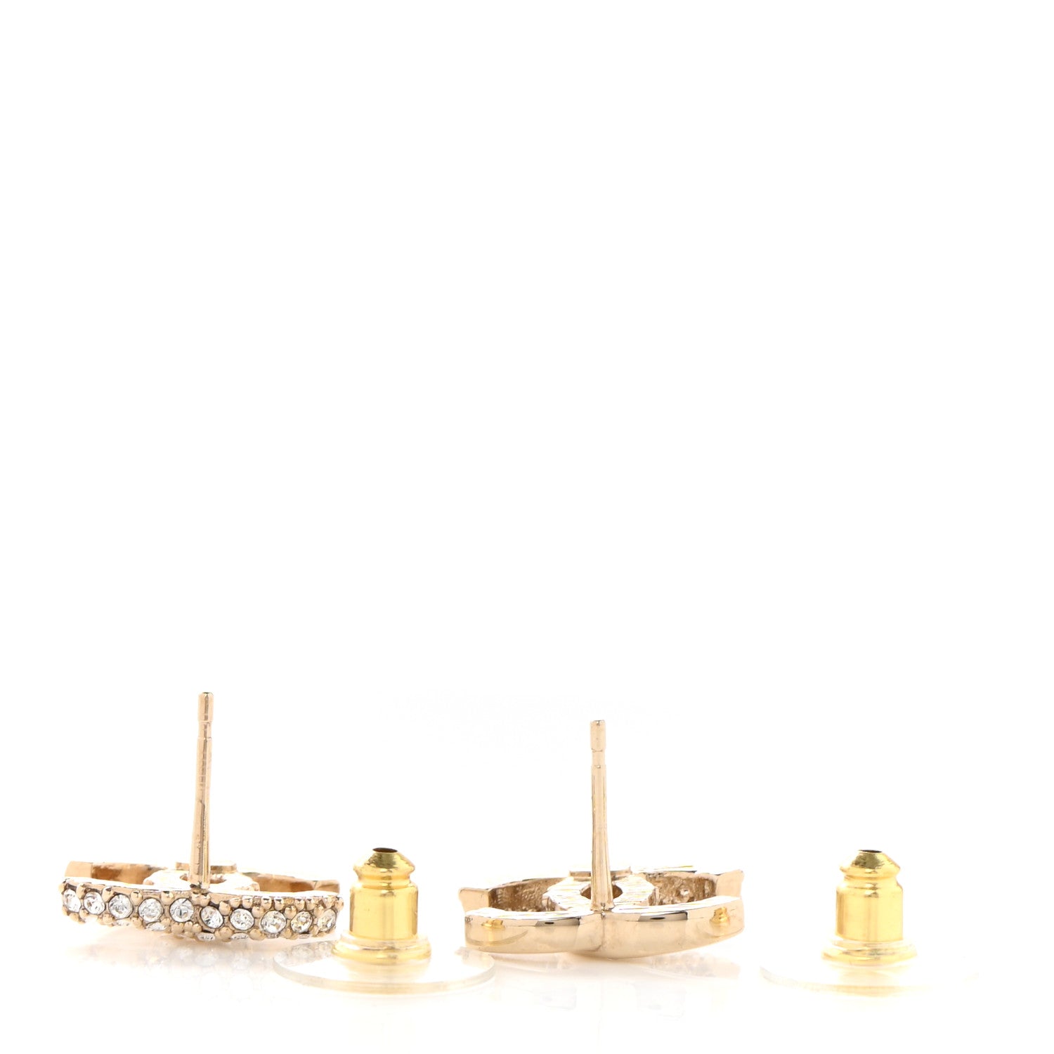 Chanel Crystal Metal CC Earrings Gold 3 of 5
