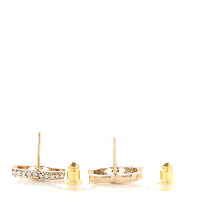 Chanel Crystal Metal CC Earrings Gold 3 of 5
