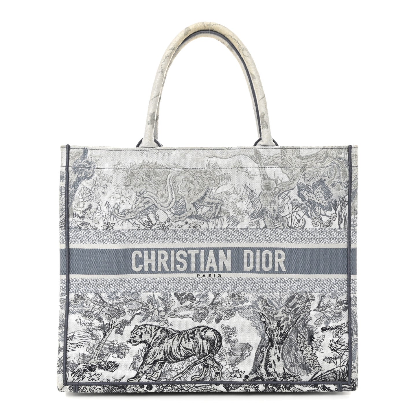 Gradient Canvas Embroidered Large Dioriviera Toile De Jouy Book Tote Blue