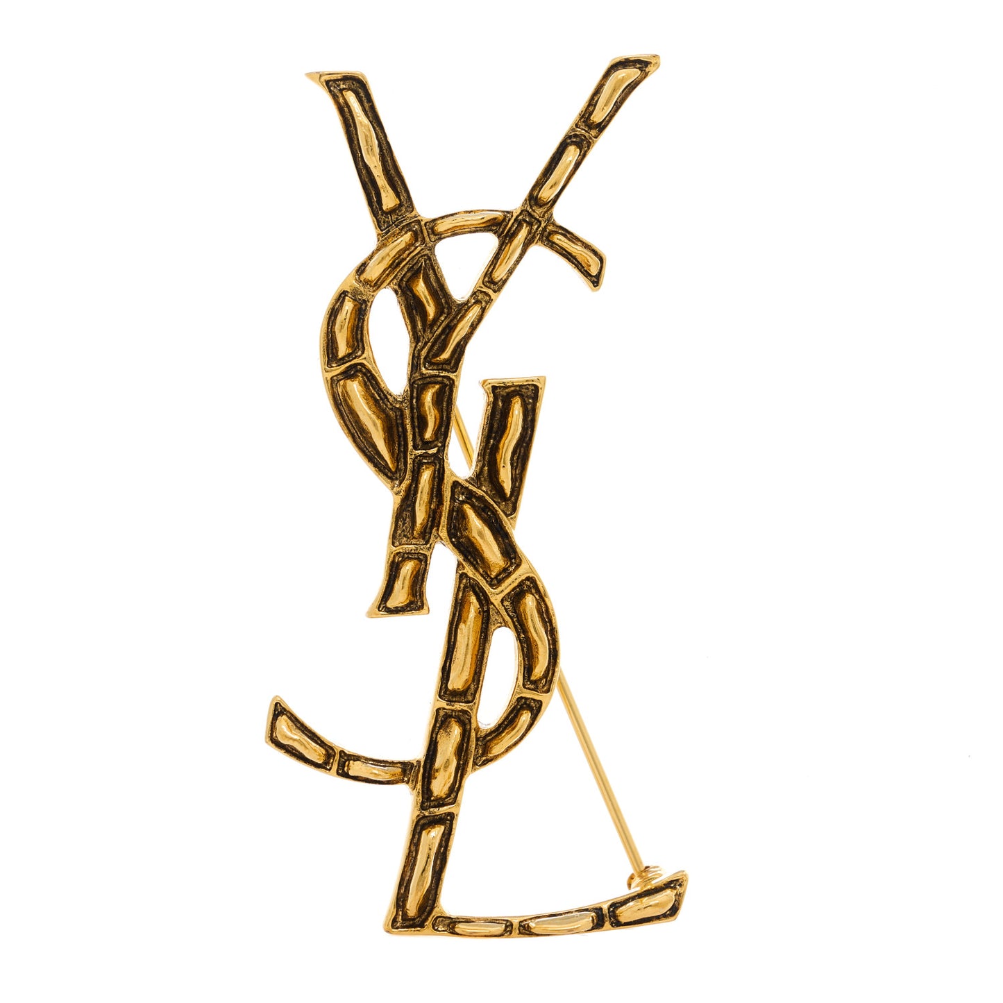 Monogram Crocodile Opyum Brooch Gold