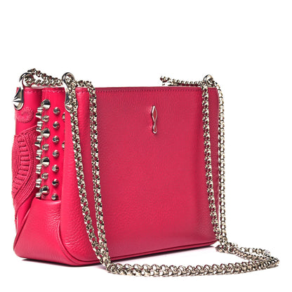 Christian Louboutin Calfskin Small Triloubi Embroidered Studded Chain Bag Pink 3 of 9