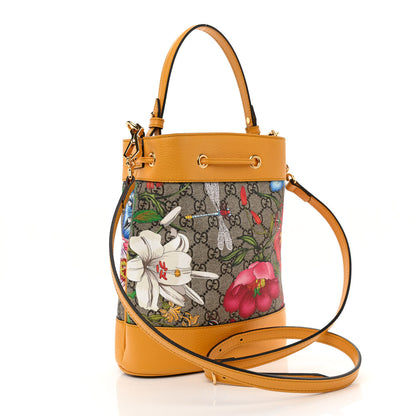 Gucci GG Supreme Monogram Flora Small Ophidia Bucket Bag Beige Multicolor Crop 3 of 8