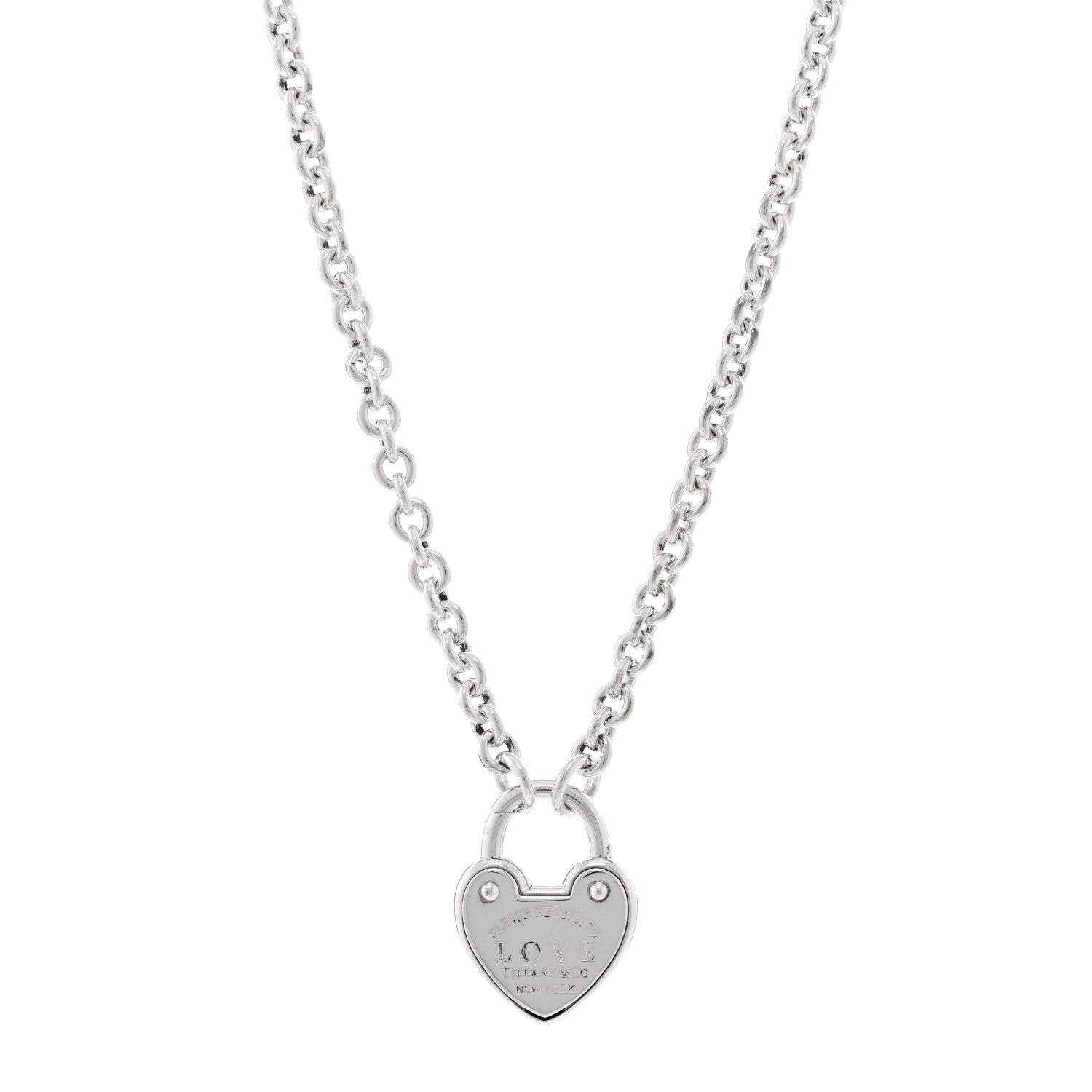 Tiffany Sterling Silver Return To Tiffany Love Heart Lock Pendant Necklace 1 of 4