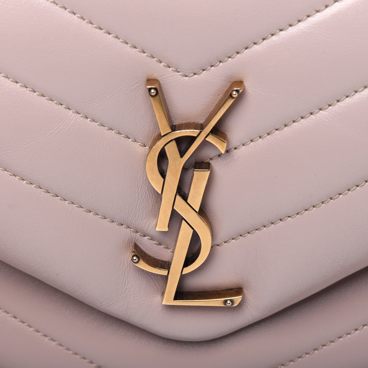 Saint Laurent Calfskin Y Quilted Monogram Medium Loulou Chain Satchel Light Natural 17 of 18