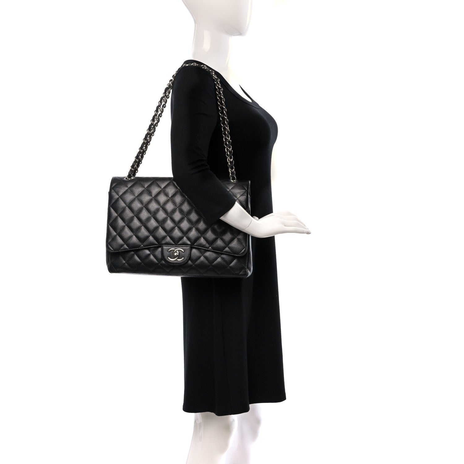 Chanel Caviar Quilted Maxi Double Flap Black 2 of 9
