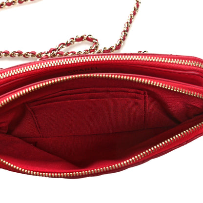 Chanel Lambskin Quilted Small Clutch With Chain Red 5 of 10