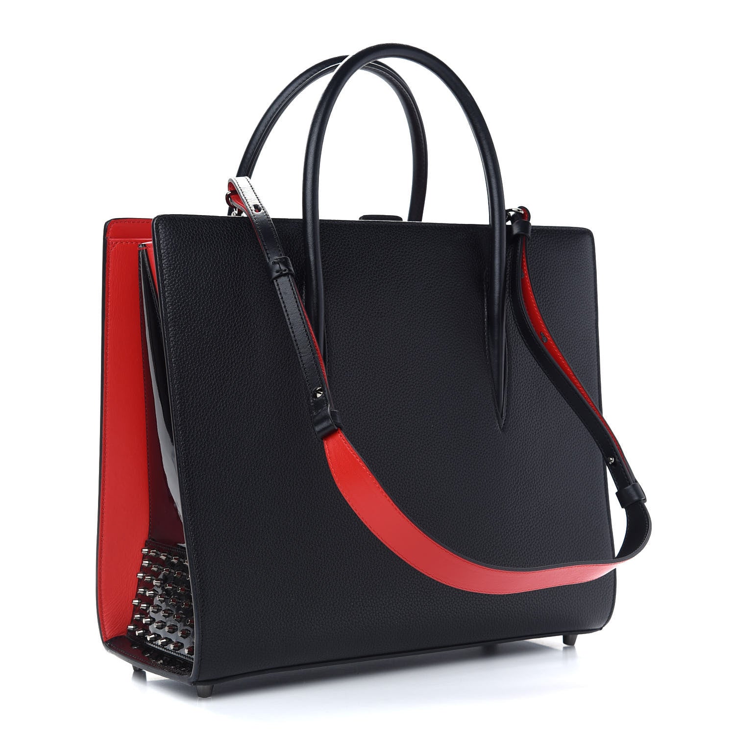 Christian Louboutin Calfskin Patent Spiked Large Paloma Black 3 of 10
