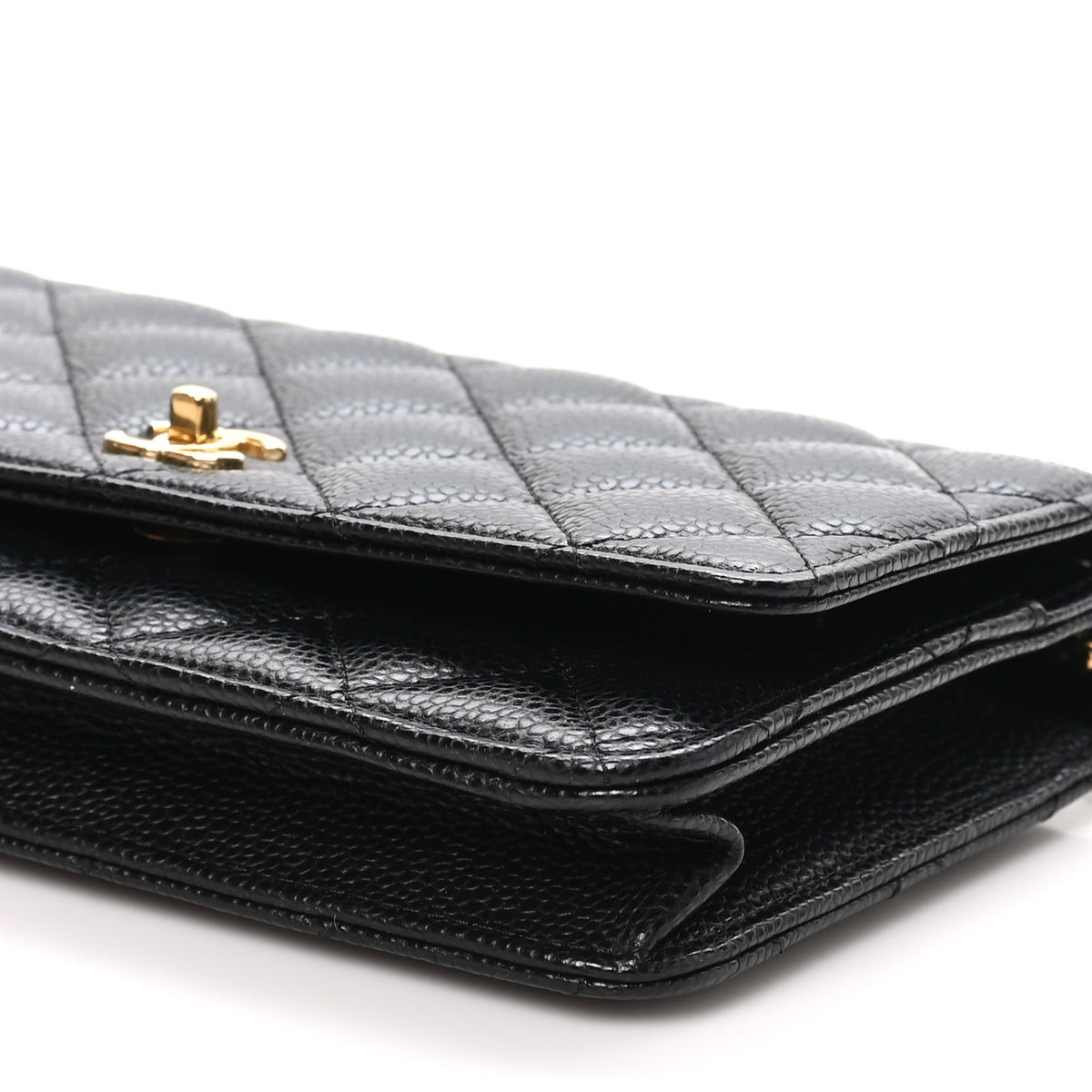 Caviar Quilted CC Turnlock Wallet On Chain WOC Black