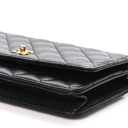 Chanel Caviar Quilted CC Turnlock Wallet On Chain WOC Black 10 of 11