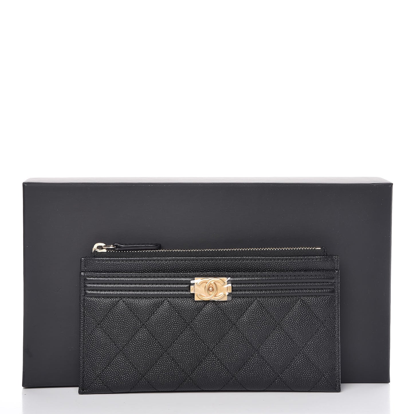Caviar Quilted Classic Zip Boy Pouch Black