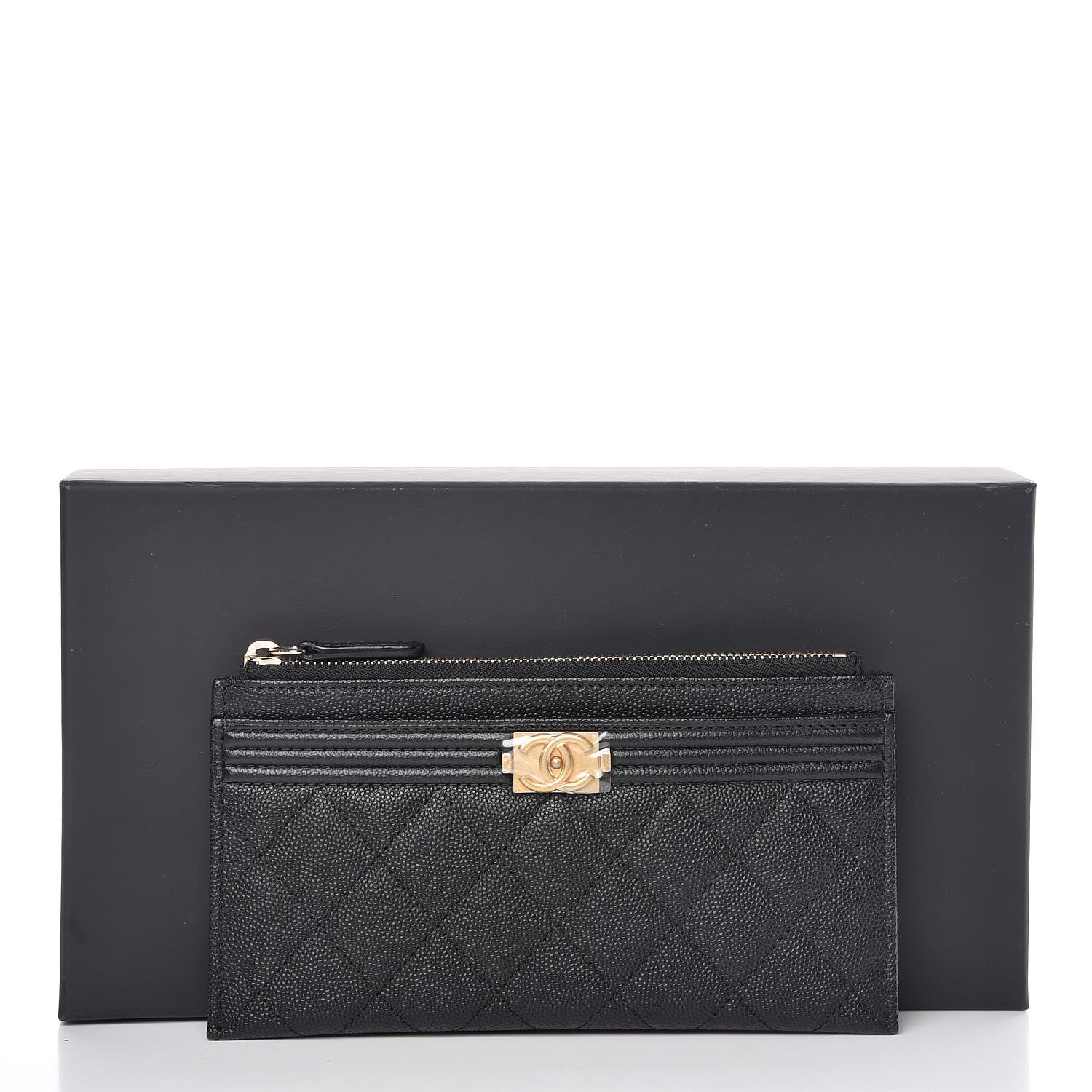 Chanel Caviar Quilted Classic Zip Boy Pouch Black 8 of 8