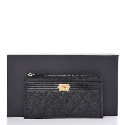 Chanel Caviar Quilted Classic Zip Boy Pouch Black 8 of 8