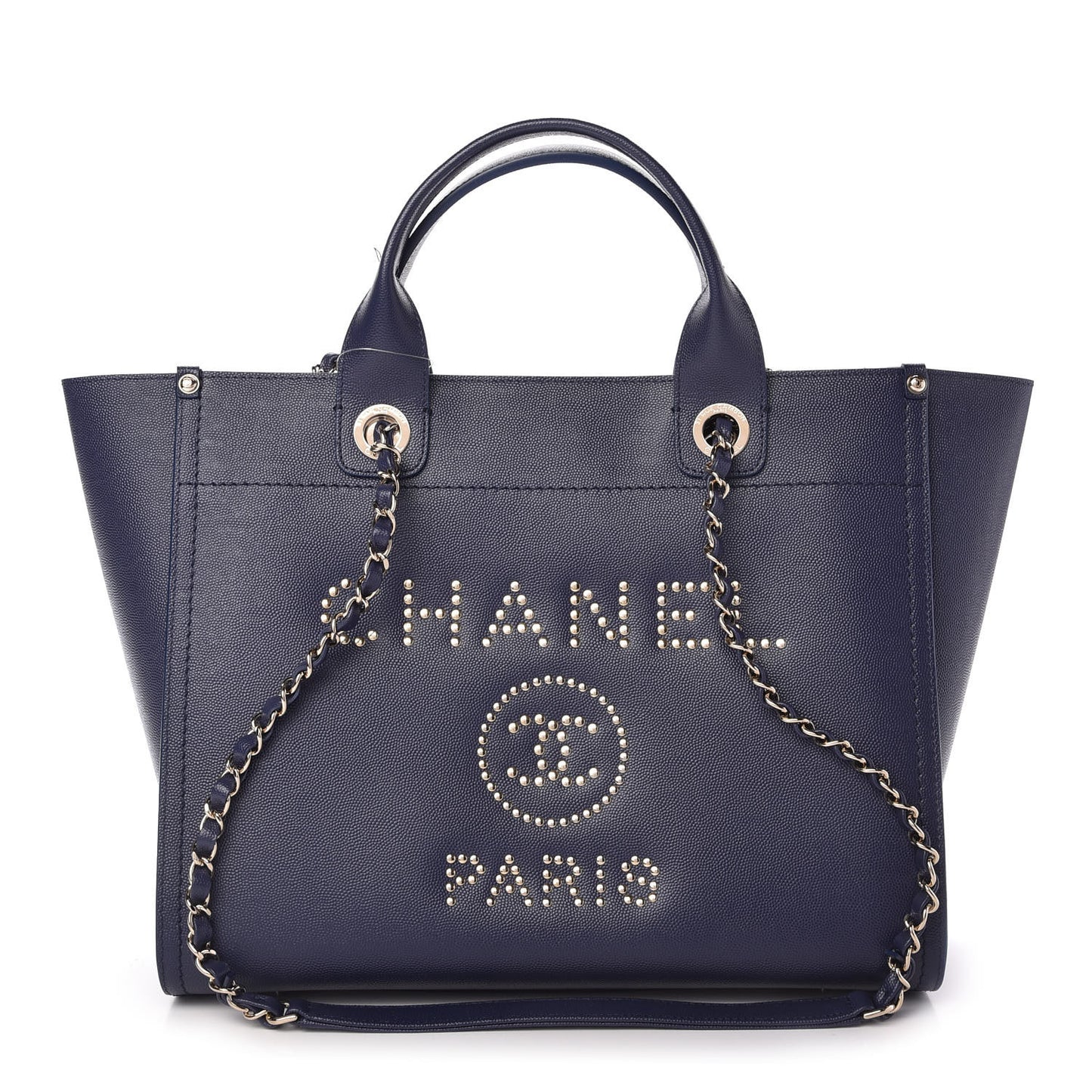 Caviar Small Studded Deauville Tote Navy