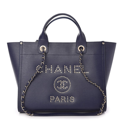 Chanel Caviar Small Studded Deauville Tote Navy 1 of 11