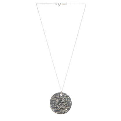 Tiffany Sterling Silver Notes New York 5th Avenue Round Large Pendant Necklace 1 of 7