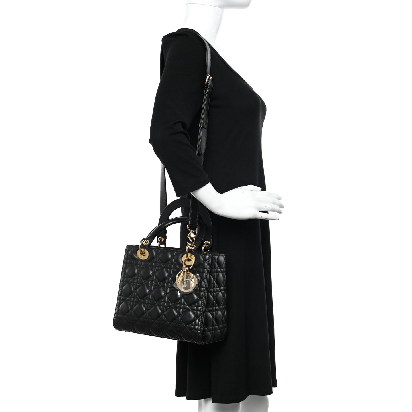 Lambskin Cannage Medium Lady Dior Black