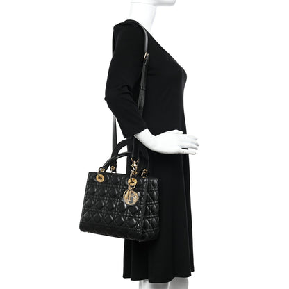 Christian Dior Lambskin Cannage Medium Lady Dior Black 3 of 11