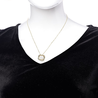 David Yurman 18K Yellow Gold Pave Diamond Crossover Pendant Necklace 2 of 6