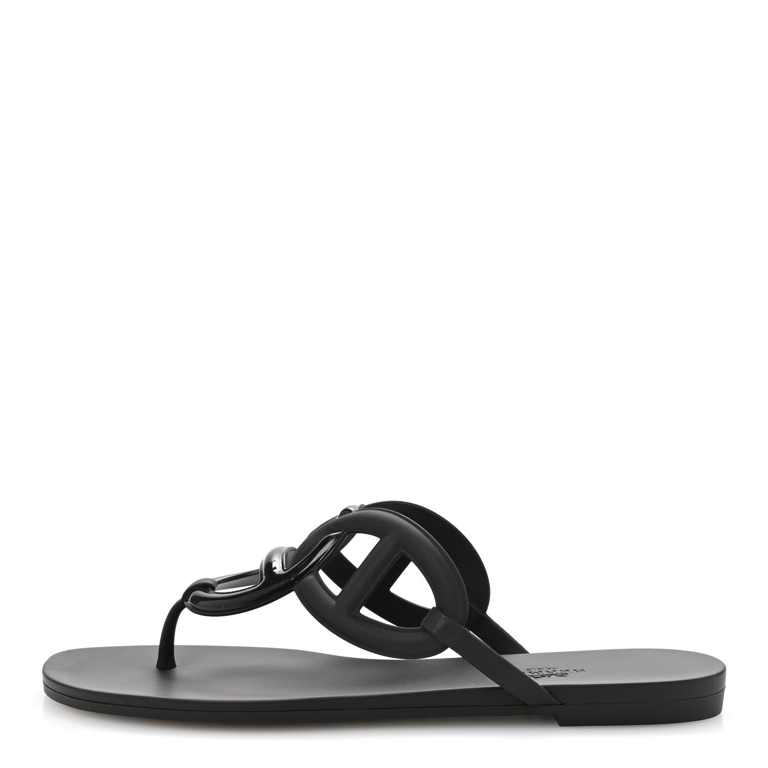 Hermes Rubber Womens Egerie Sandals 39 Black 1 of 10