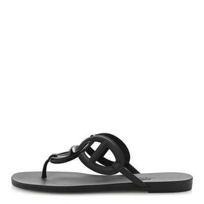 Hermes Rubber Womens Egerie Sandals 39 Black 1 of 10