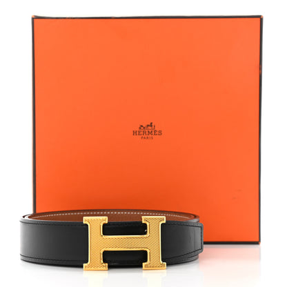Hermes Swift Togo 32mm H Belt 85 Black Gold 6 of 6