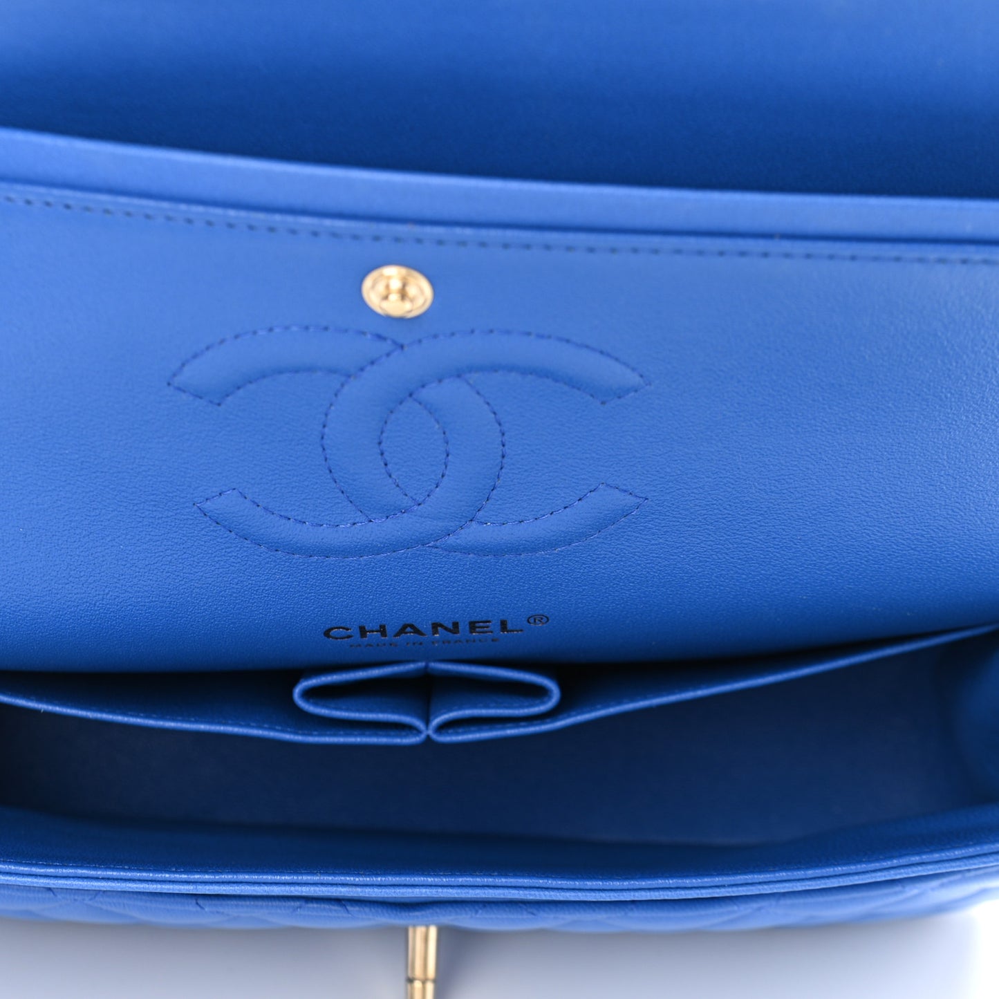Lambskin Quilted Medium Double Flap Blue