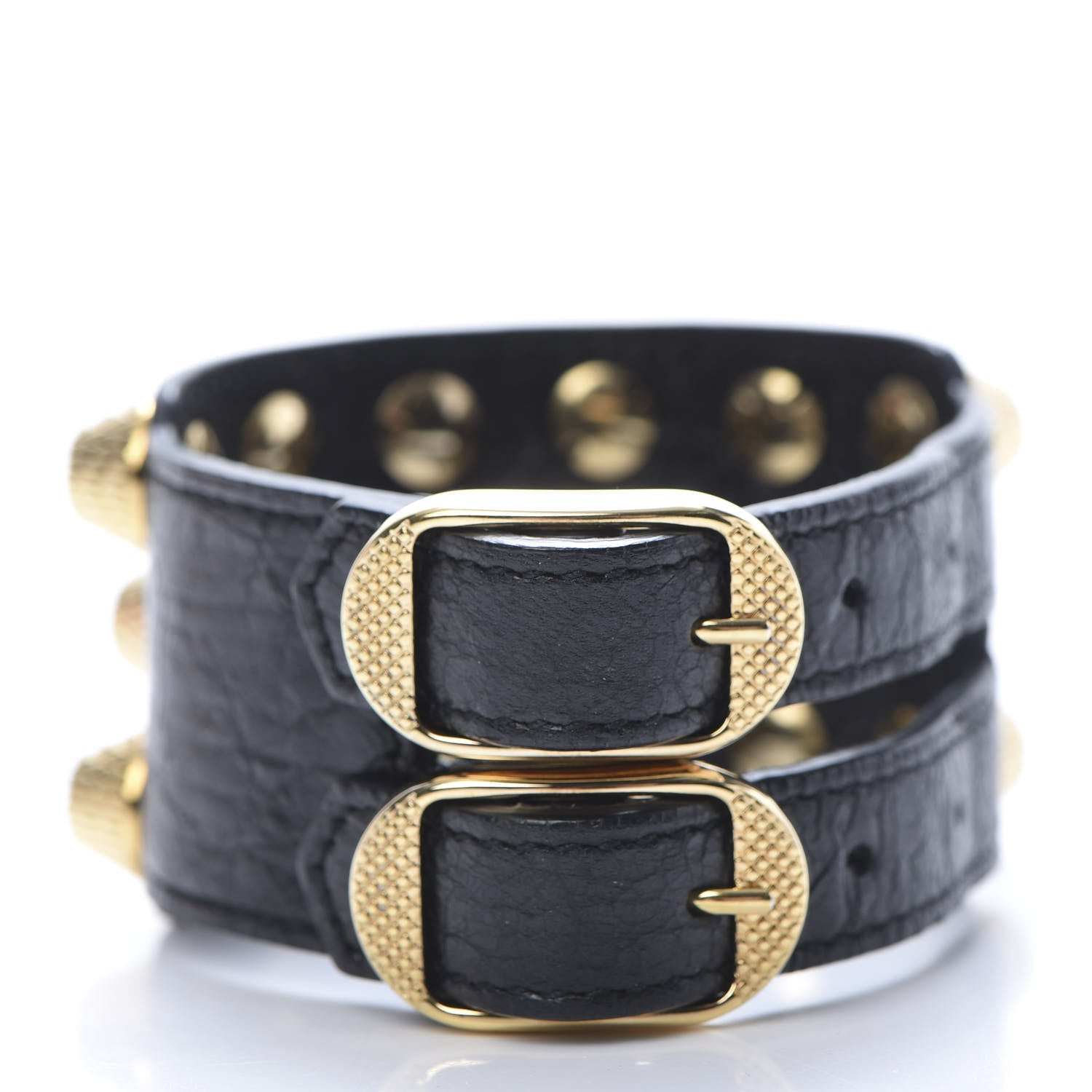 Balenciaga Agneau Arena Three Row Giant 21 Gold Hardware Bracelet Black 3 of 5