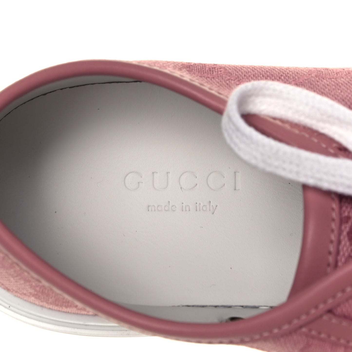 GG Monogram Calfskin Womens Low Top Sneakers 35 Pink Soft Pink