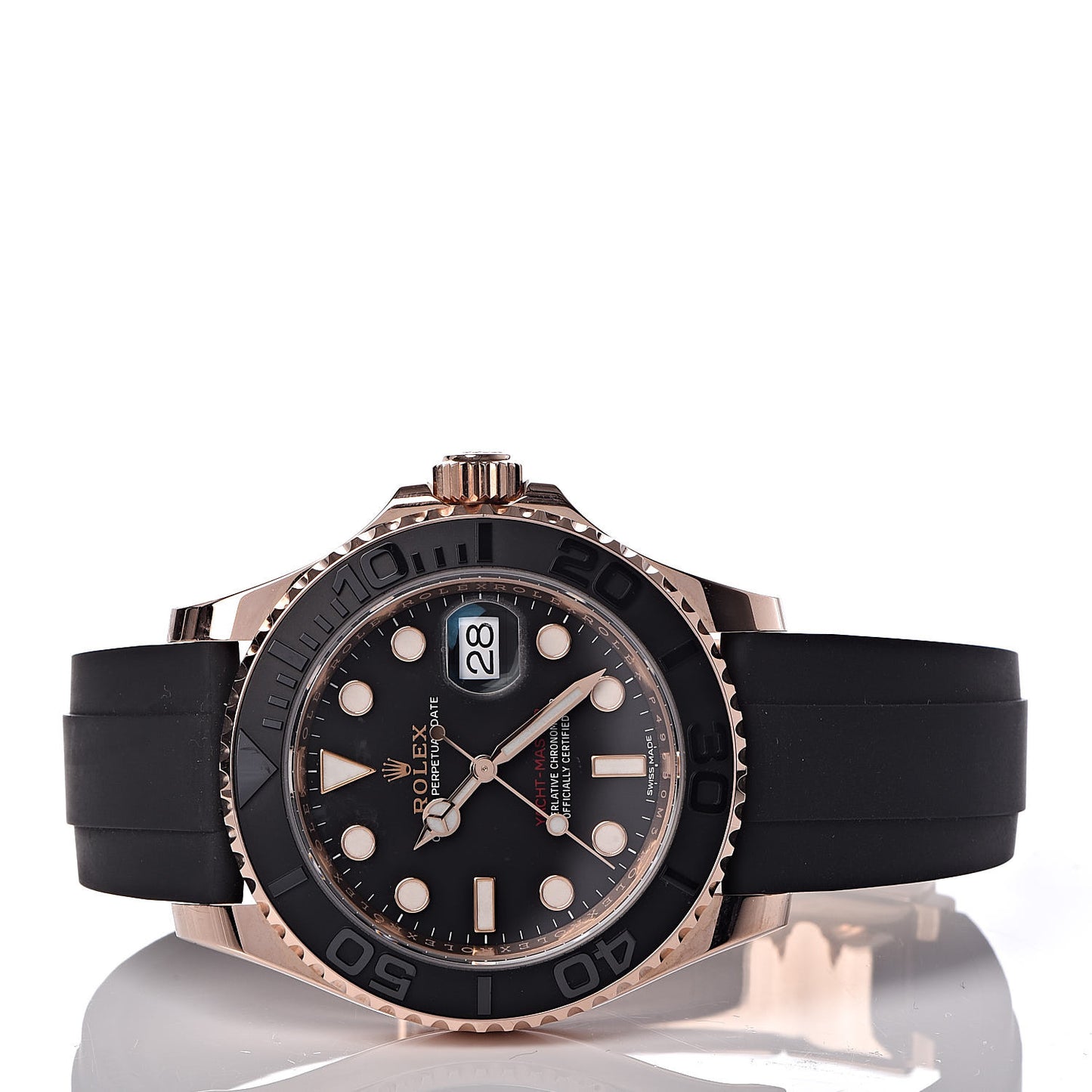 18K Everose Gold Oysterflex 40mm Oyster Perpetual Date Yacht-Master Watch Black 116655