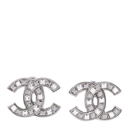 Chanel Baguette Crystal CC Earrings Silver 1 of 4
