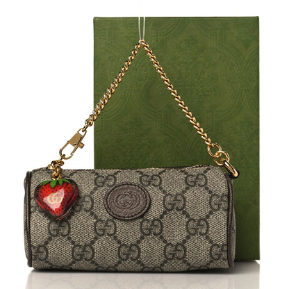 Gucci GG Supreme Monogram Strawberry Retro Interlocking G Barrel Coin Purse Beige Ebony 9 of 9