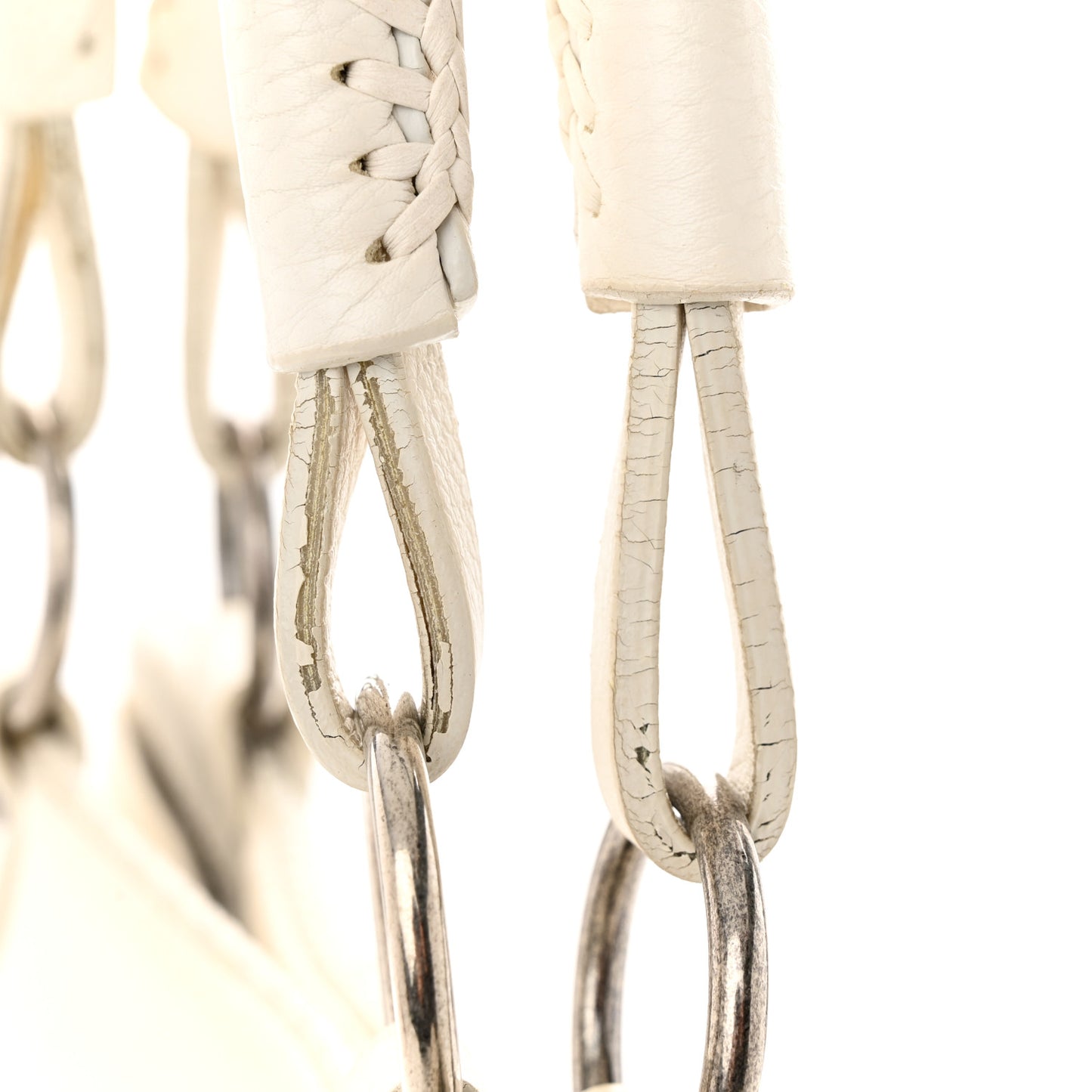 Calfskin Braided Gaucho Double Saddle Bag White