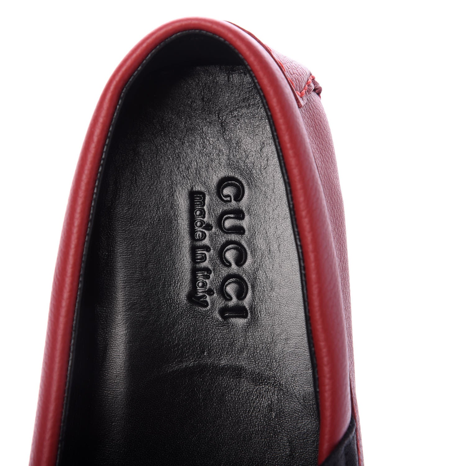 Gucci Calfskin Web Mens Driver Loafers 8.5 Red 5 of 6