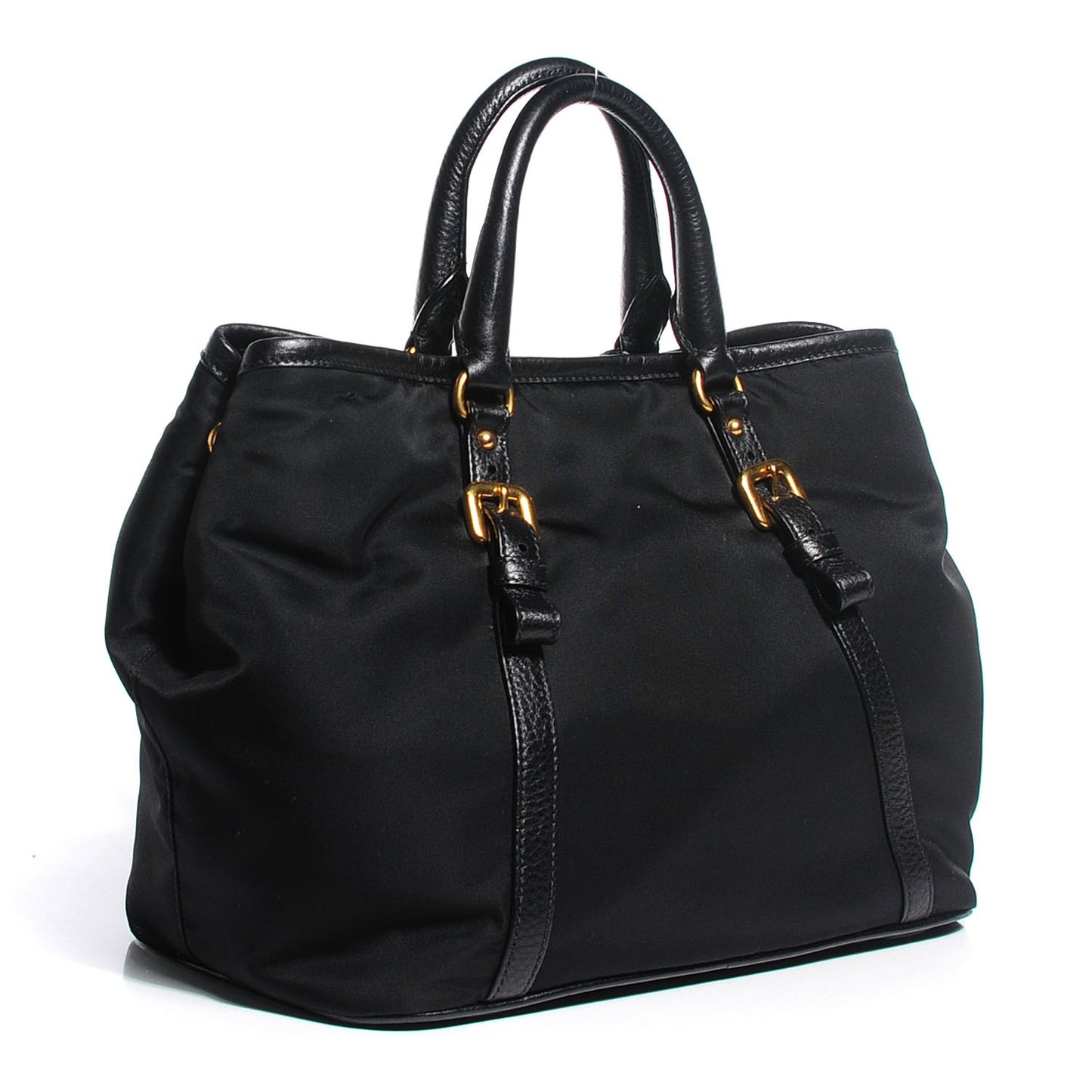 Vitello Daino Tessuto Nylon Tote Nero Black