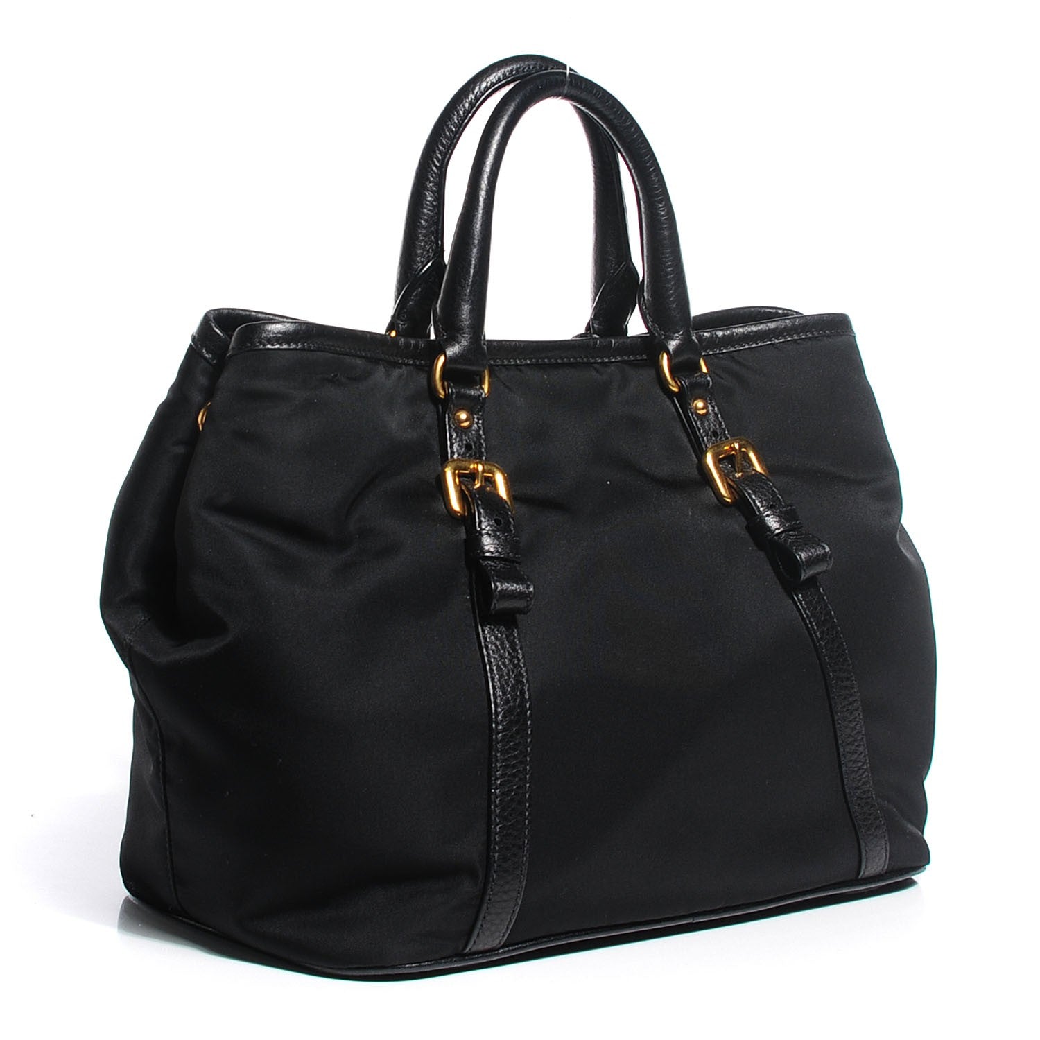 Prada Vitello Daino Tessuto Nylon Tote Nero Black 3 of 10