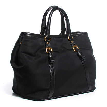 Prada Vitello Daino Tessuto Nylon Tote Nero Black 3 of 10
