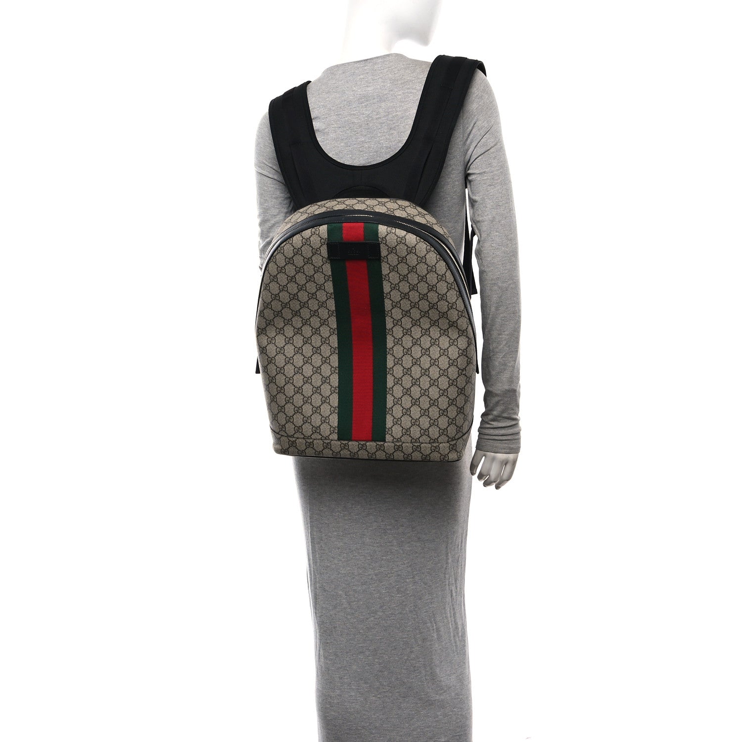 Gucci GG Supreme Monogram Web Dome Backpack Black 2 of 10