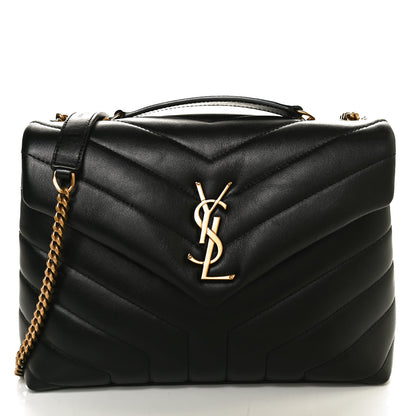Saint Laurent Calfskin Y Quilted Monogram Small Loulou Chain Satchel Black 10 of 12