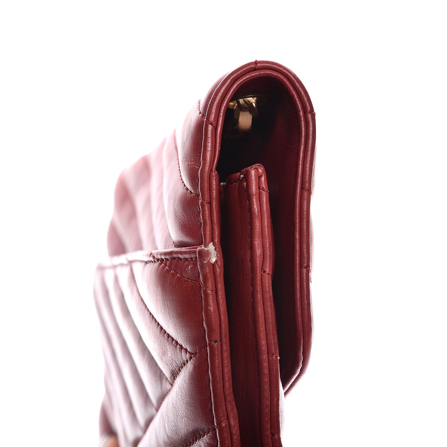 Calfskin Chevron Quilted Gabrielle Flap Red