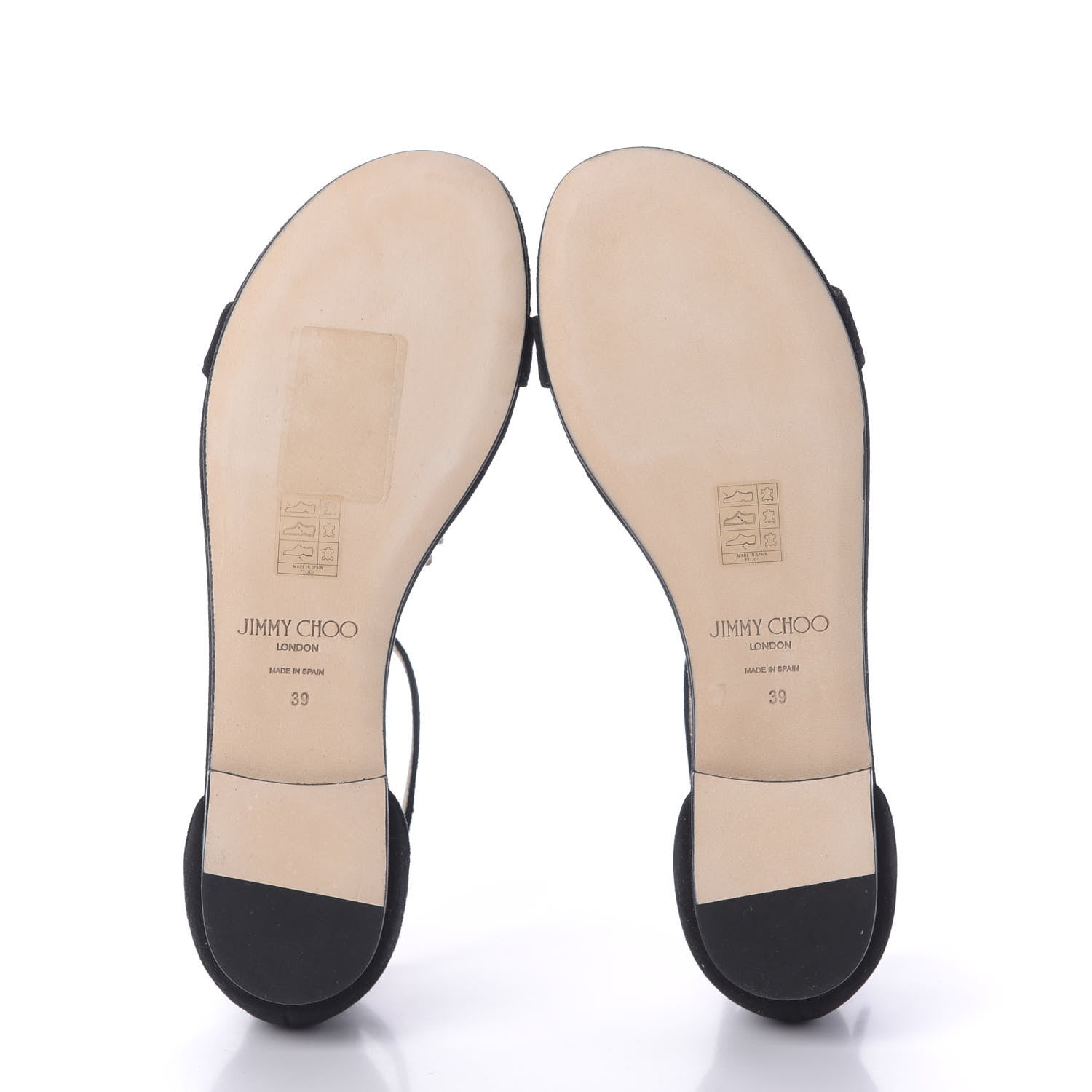 Jimmy Choo Suede Crystal Averie T-Strap Flat Sandals 39 Black 6 of 10
