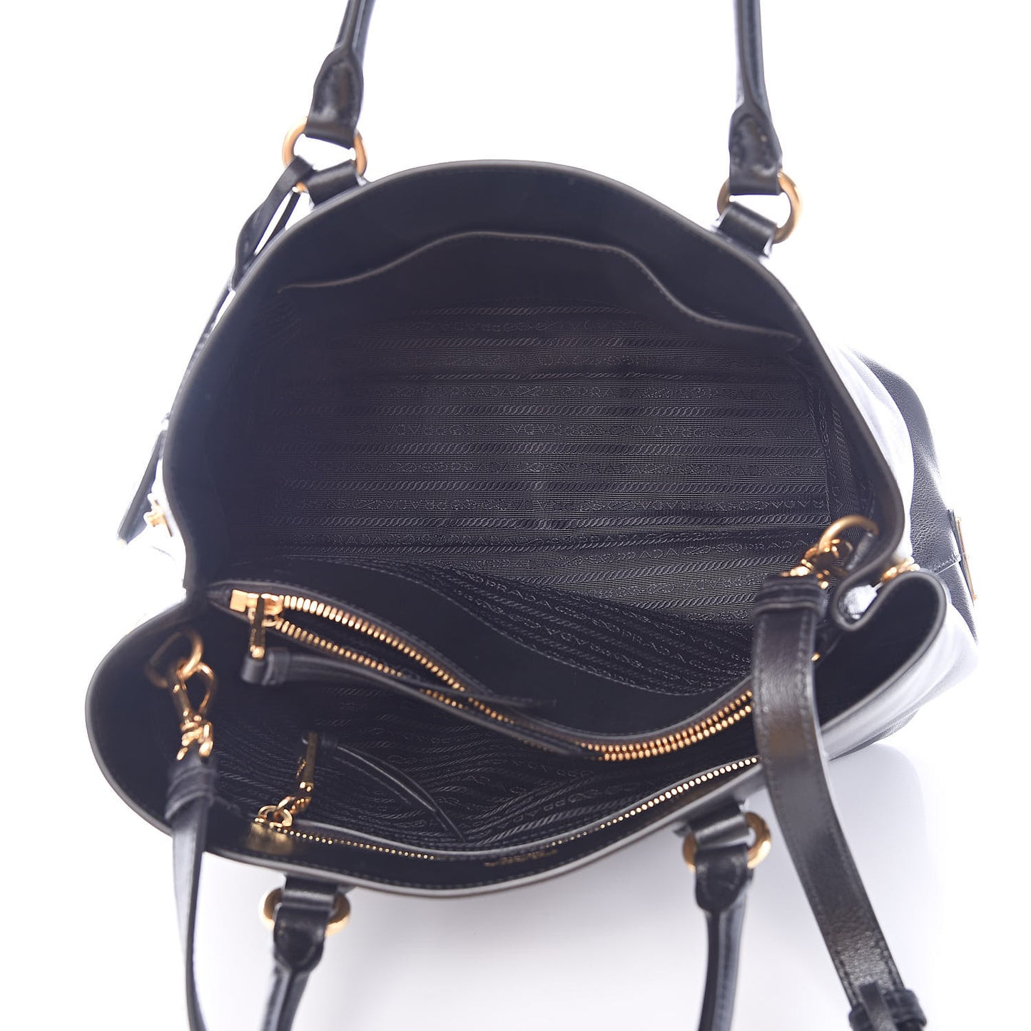 Glace Calfskin Embossed Logo Tote Black